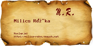 Milics Réka névjegykártya